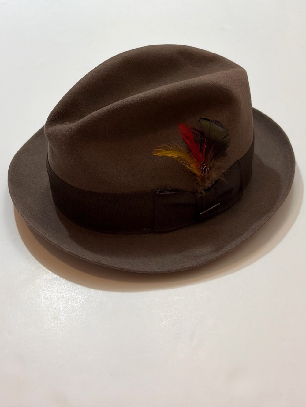Stetson Royal Deluxe Temple Fur Felt Fedora - No Box - Brown 7 7/8